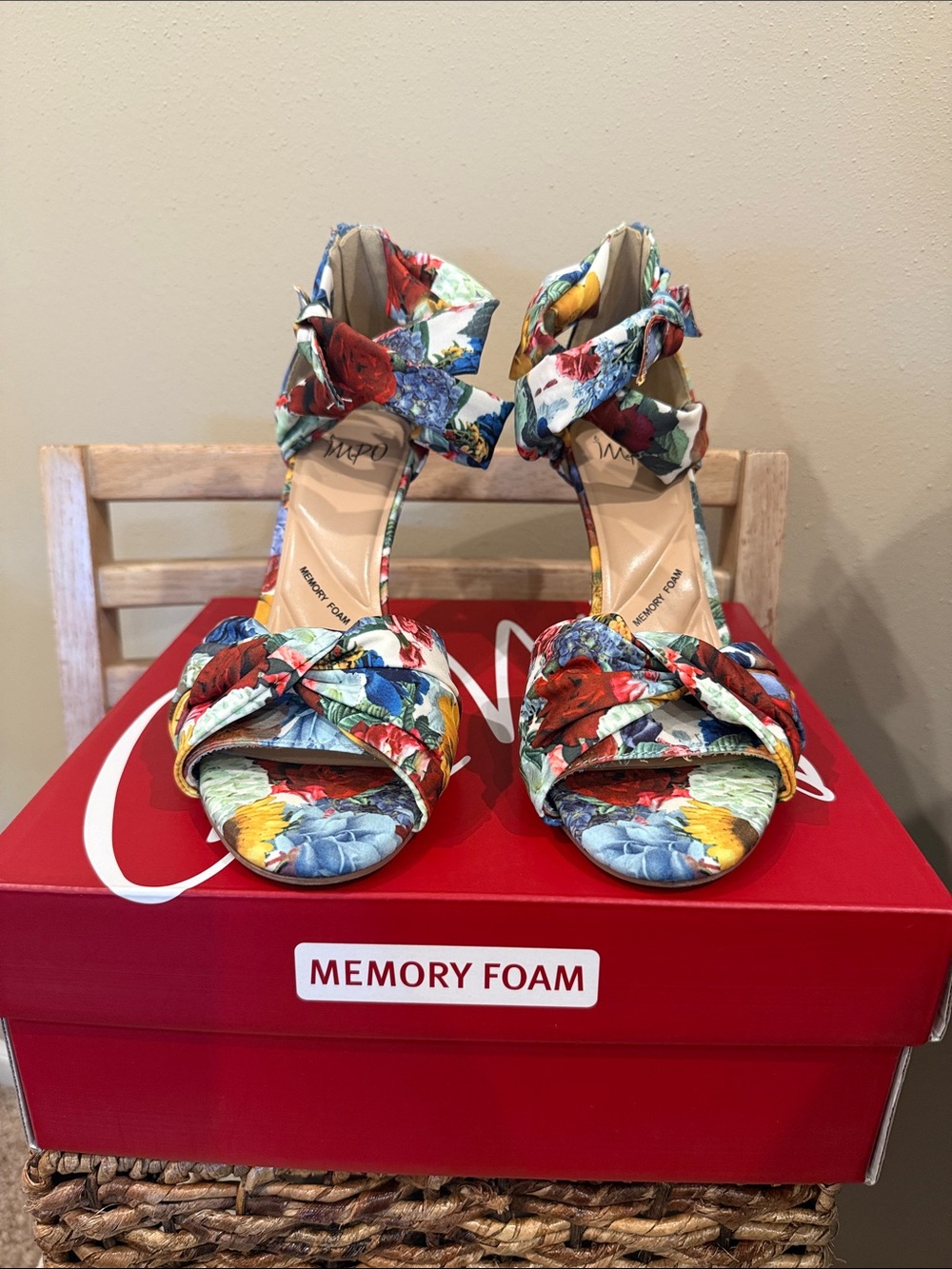 Impo Floral Multicolor Ankle-Tie Heels